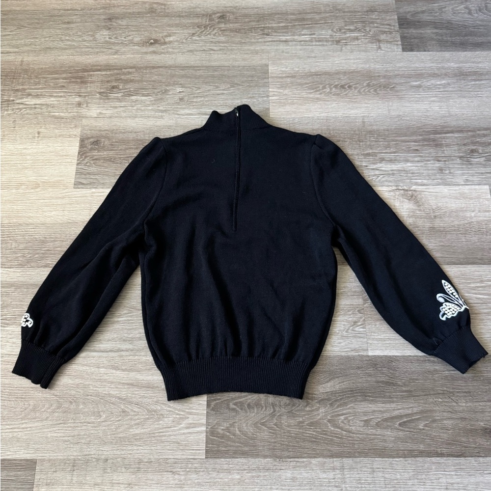 ST. JOHN Sportswear beaded black santana knit mock neck sweater medium M - Picture 2 of 9